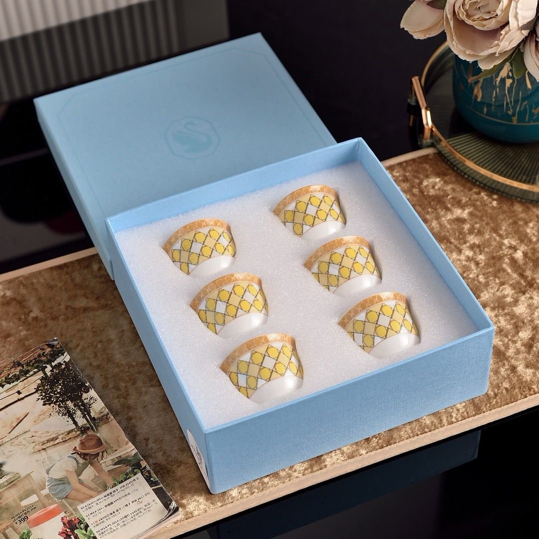 Swarovski Arabic coffee ghawa set of six cups - Image 5 of 6